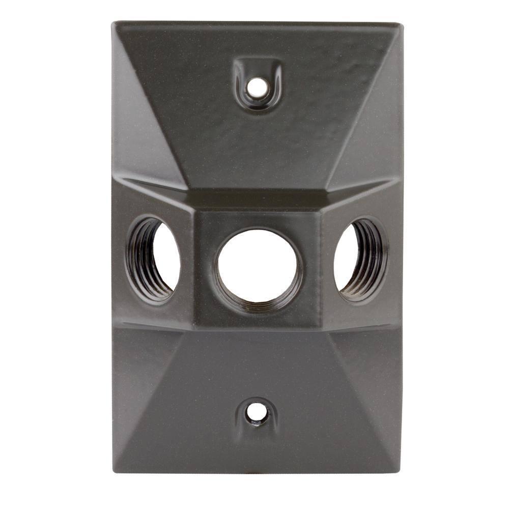 Commercial Electric 12 in. Bronze 1-Gang 3-Holes Weatherproof Cover WCL130B