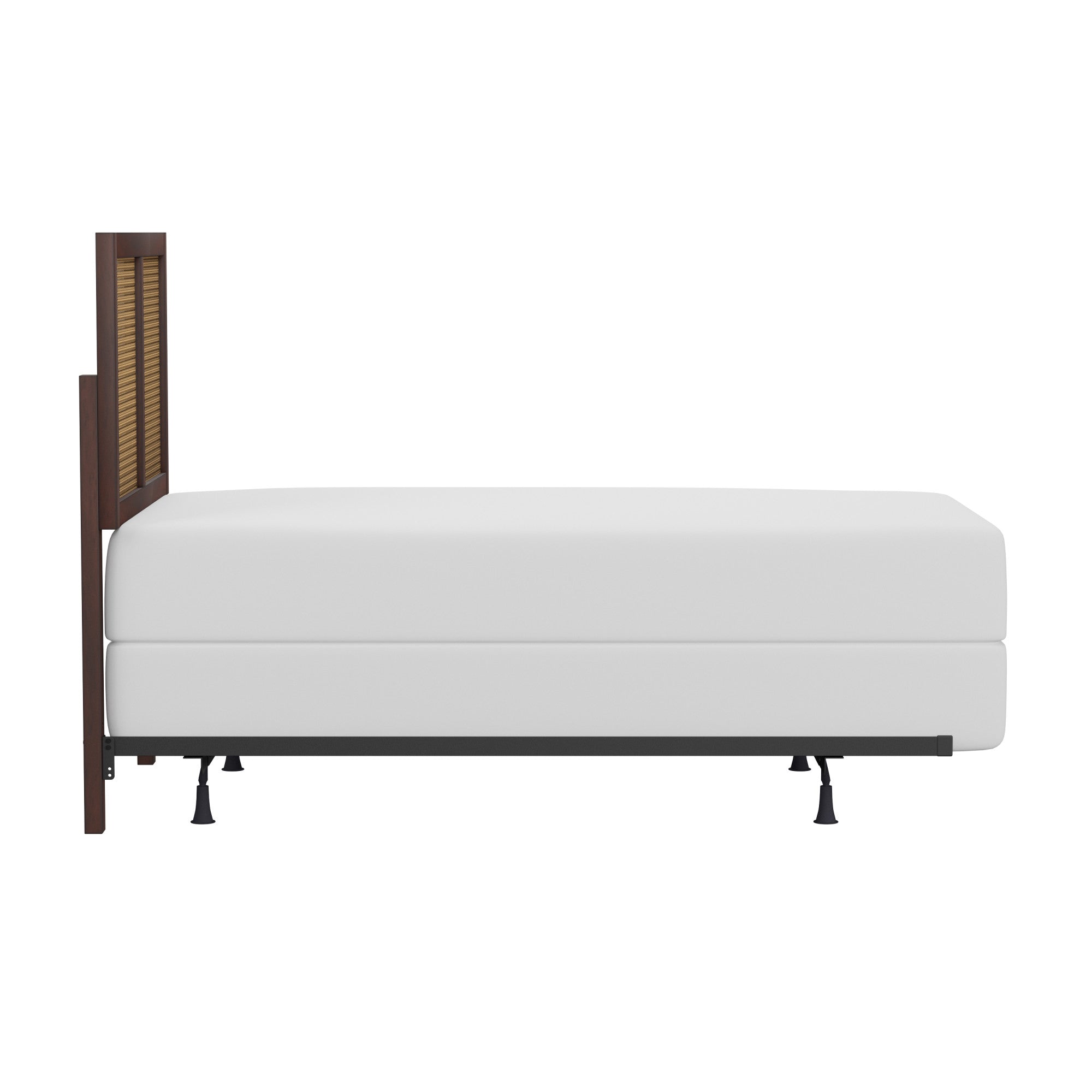 Hillsdale Furniture Serena Wood and Cane Panel Twin Headboard with Bed Frame, Chocolate