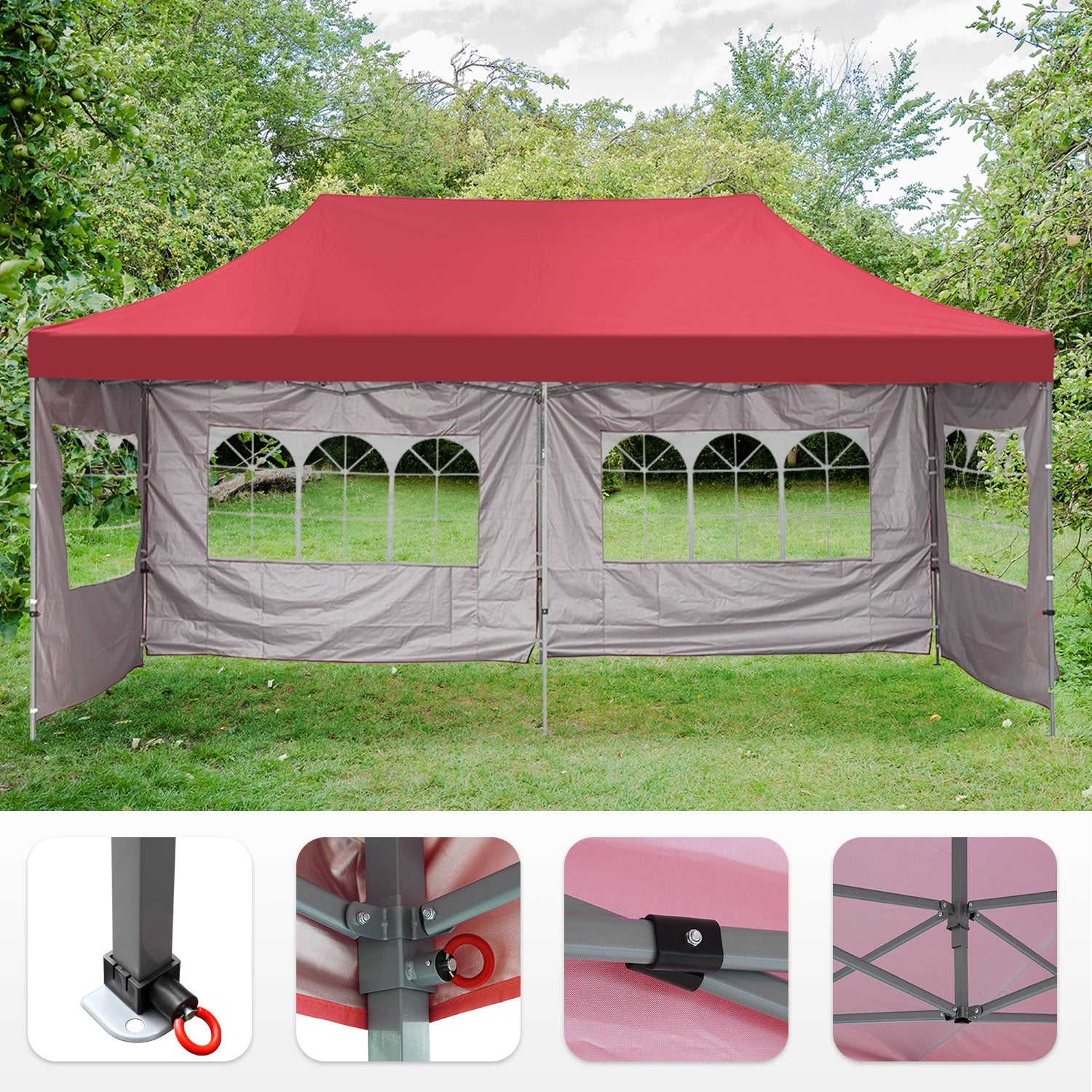 Ainfox 20' x 10' Red Instant Outdoor Canopie