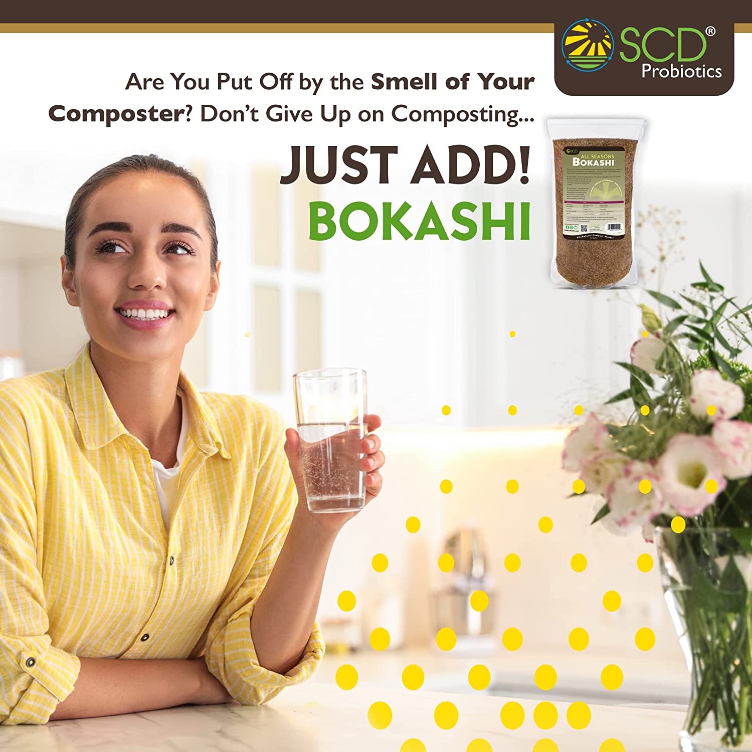 All Seasons Bokashi Compost Starter - Dry Bokashi Bran for Kitchen Compost Bin by SCD Probiotics - 2.2 Gallons, 5 Lbs.