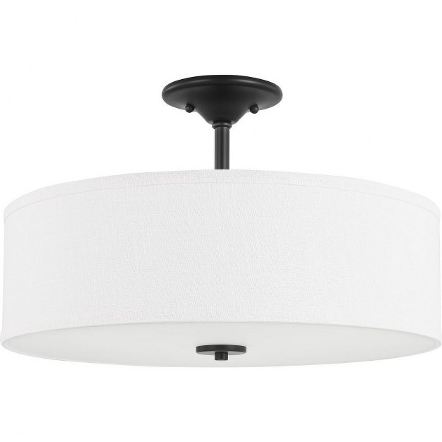 Progress Lighting Inspire Collection 3 light Semi flush Mount Graphite Summer Linen Shade