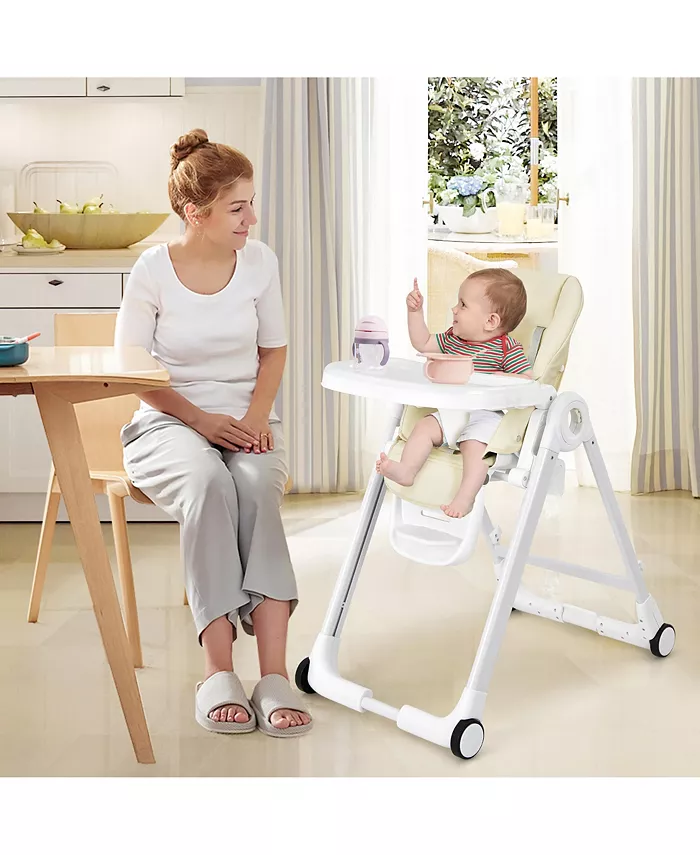 Costway Baby Folding Convertible High Chair Adjustable Height Recline