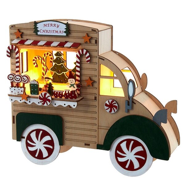 Kurt Adler 10Inch BatteryOperated Lit Merry Christmas Gingerbread Truck