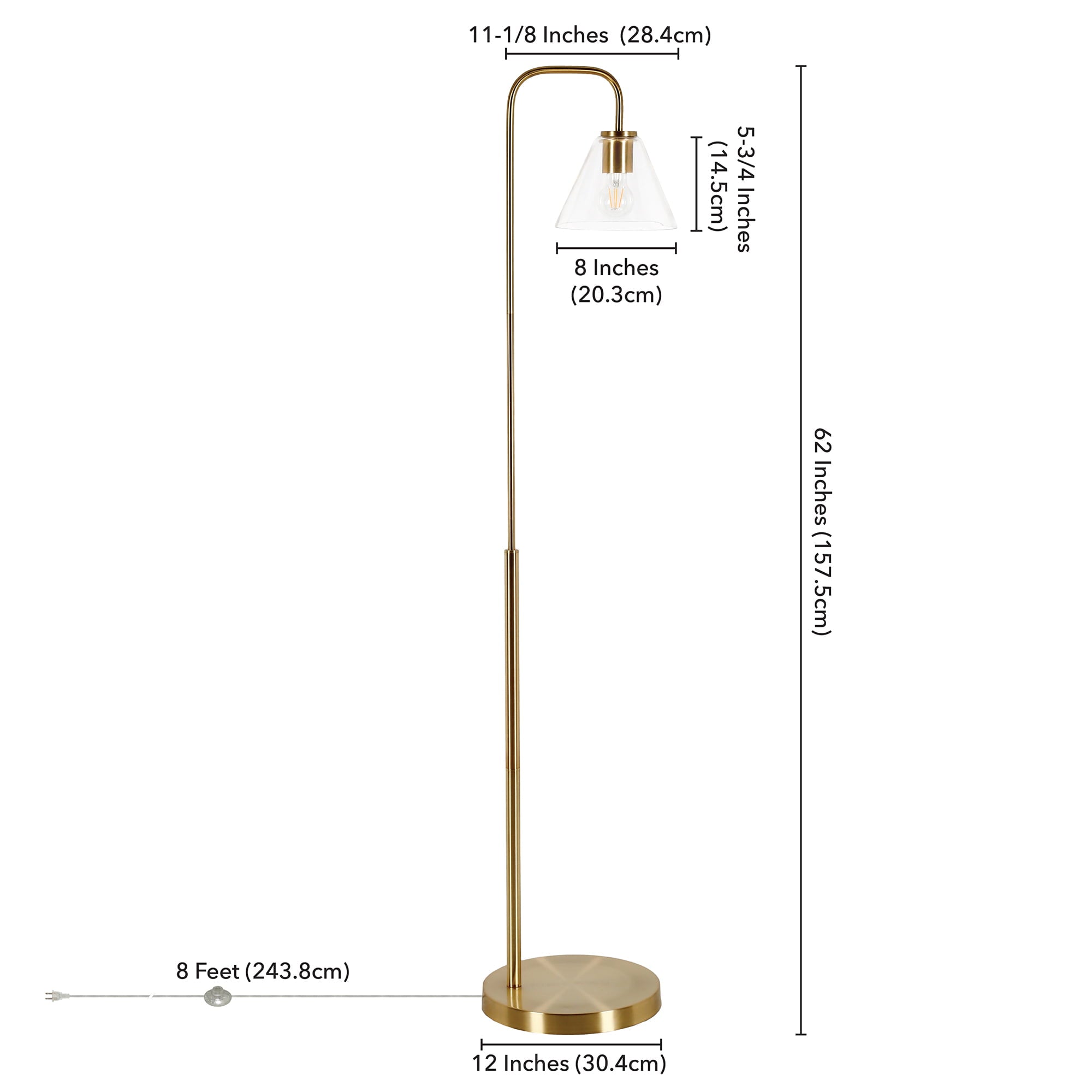 Evelyn&Zoe Modern 62 in 1-Light Adjustable Height Floor Lamp, Gold