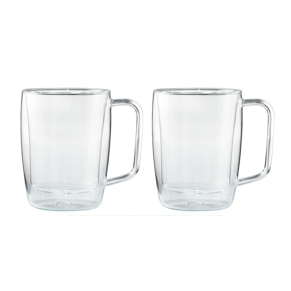 Henckels Cafe Roma 2 pc Double Wall Glassware 15oz. Glass Latte Mug Set   Clear