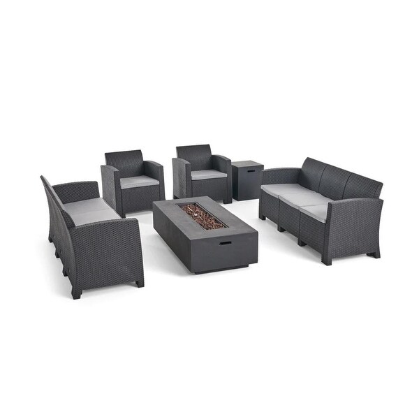 Comet Faux Wicker/ Concrete 6piece Outdoor Fireplace Chat Set by Christopher Knight Home