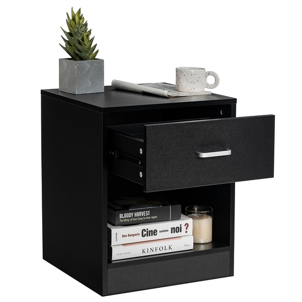 Costway Nightstand with Drawer Storage Cabinet Modern Beside End Table