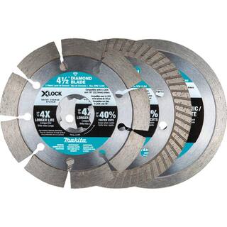 Makita X-LOCK 4-12 in. Diamond Blade Variety Pack for Masonry Cutting (3-Pieces) E-12647