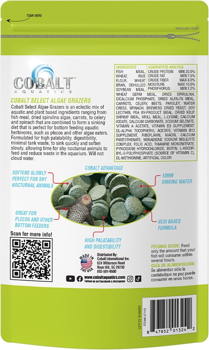 Cobalt Aquatics Select Algae Grazers Fish Food