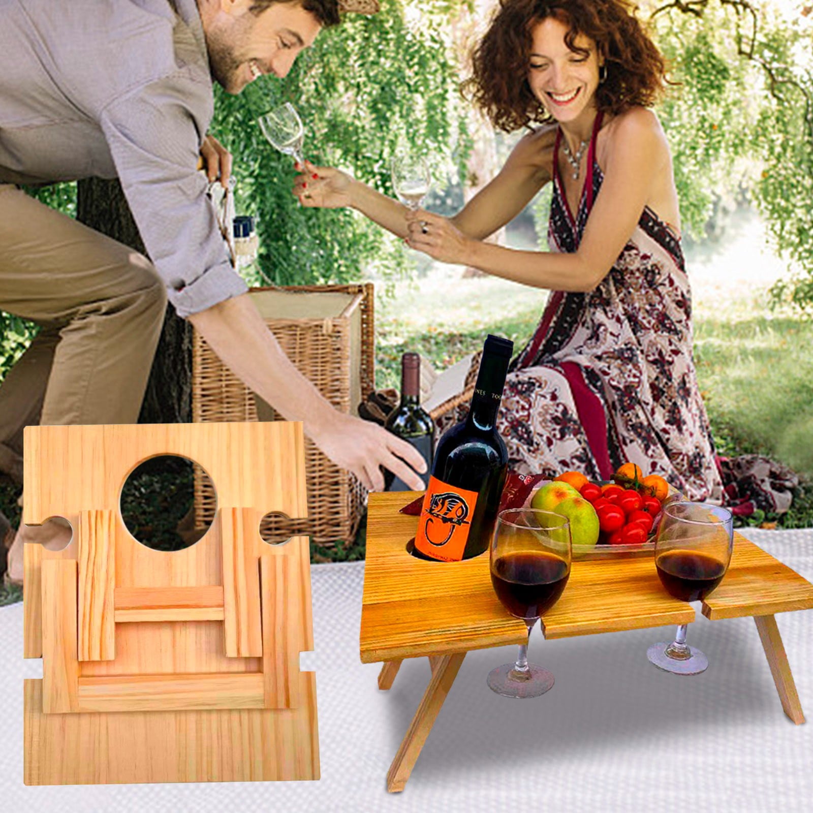 Summer Savings Clearance 2023! WJSXC Home Tools，Wooden Outdoor Folding Table Portable Picnics Table Arrangement Wine Glass Table Khaki