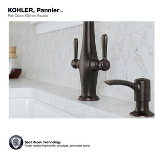 KOHLER Pannier Two-Handle Pull Down Sprayer Kitchen Faucet in Oil-Rubbed Bronze K-R29473-SD-2BZ