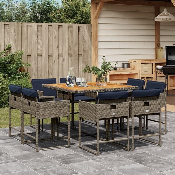 vidaX Patio Dining Set with Cushions Poly Rattan