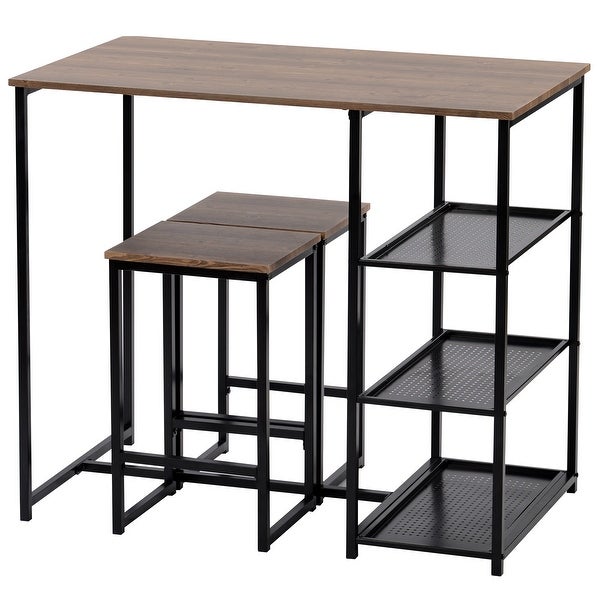 Nestfair 3-Piece Retro Pub Set with Countertop and Bar Stools