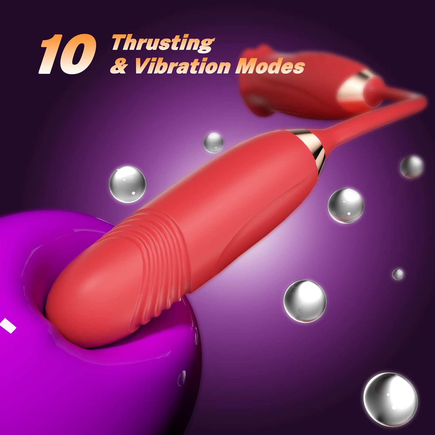 Thrusting Dildo & Kissing With Vibrating Tongue