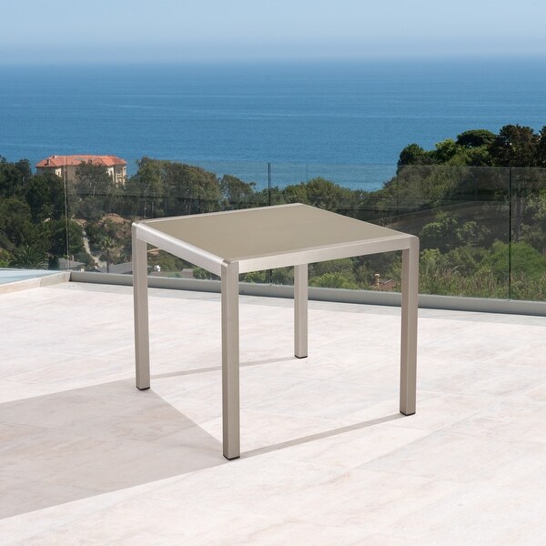 Outdoor Dining Table Anodized Aluminum Tempered Glass Table Top Square