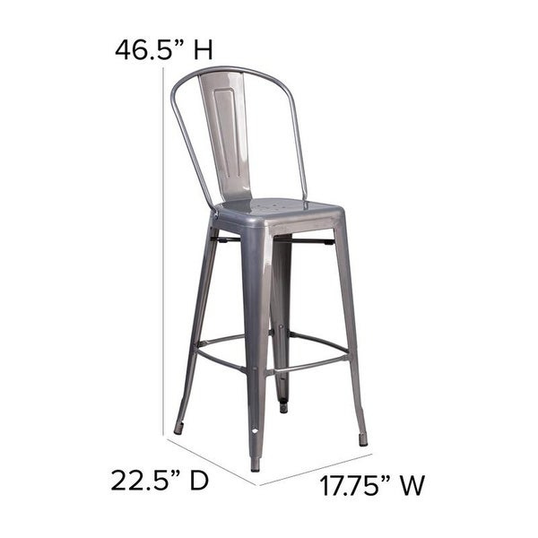 Flash Furniture Lincoln 30'' Barstool with Back and Black Wood Seat - 17.75