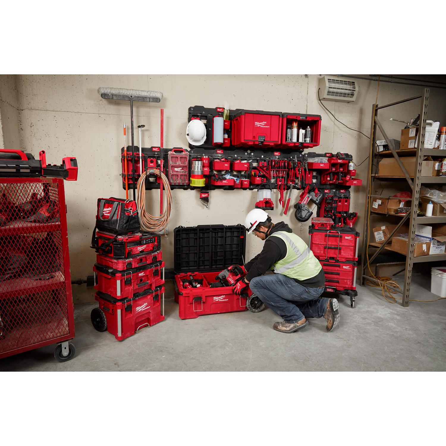 MW Packout Shop Storage 8 in. W X 7.3 in. H Garage Organizer Large Parts Bin Set Red