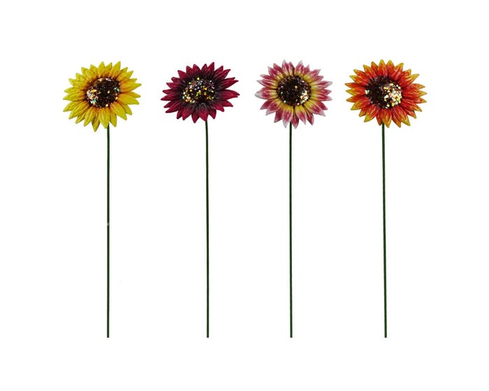 Alpine Colorful Metal Sunflower Pot Stickers - QEL814A