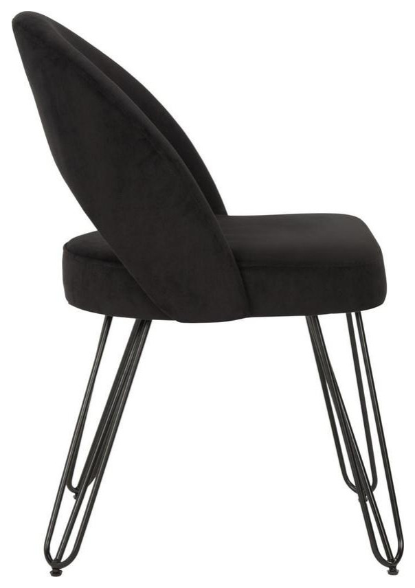 Vinnie Velvet Retro Dining Chair set of 2 Black   Industrial   Dining Chairs   by Love Sofa  Houzz