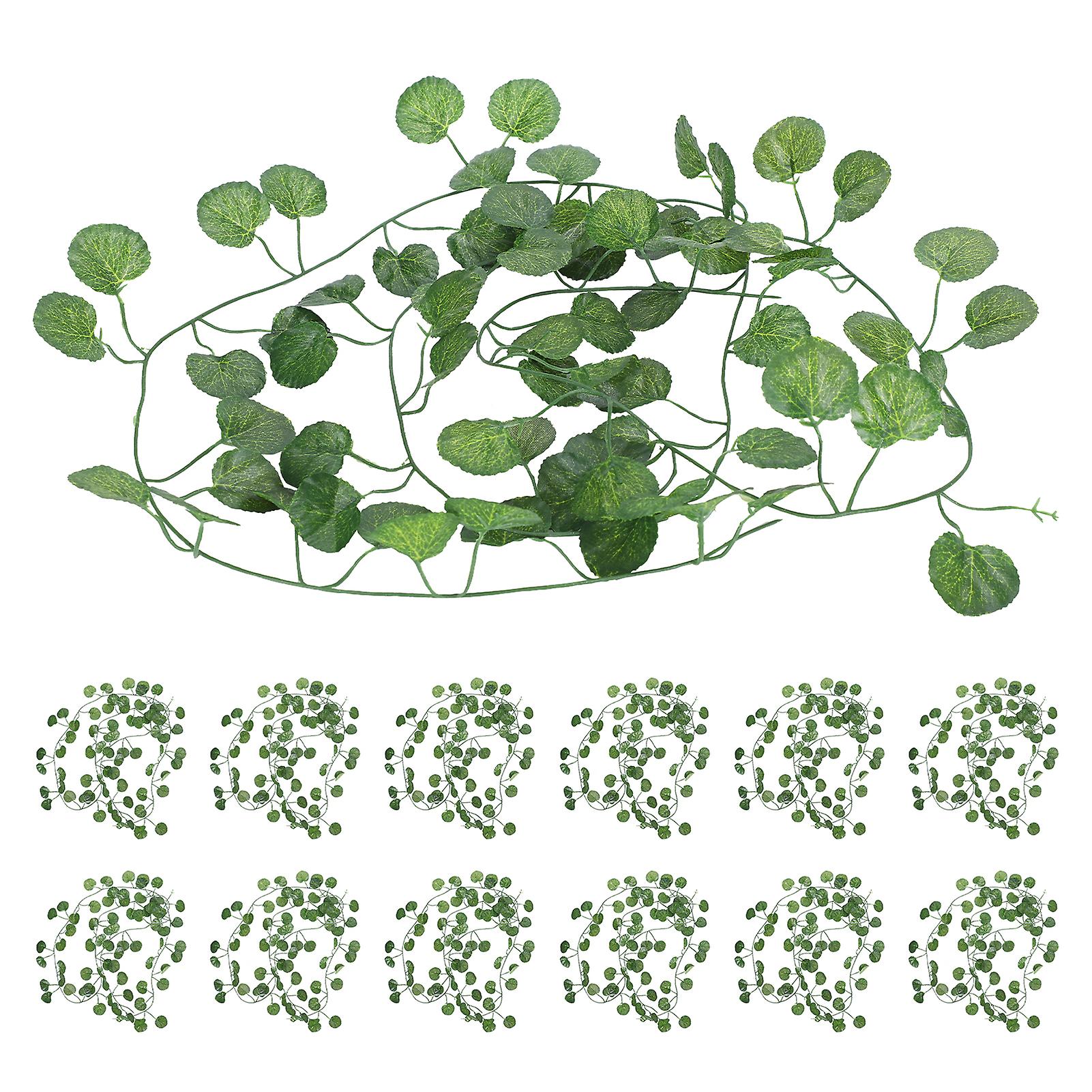 12pcs Plastic Rattan Diy Green Leaf Decoration For Fence Swing Door Wedding Partybegonia Leaves