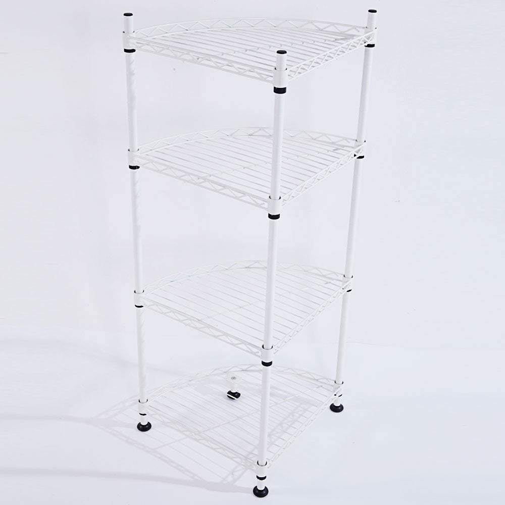 4-Layer Plastic Coated Triangle Corner Organizer Shelf 300*300*800 White