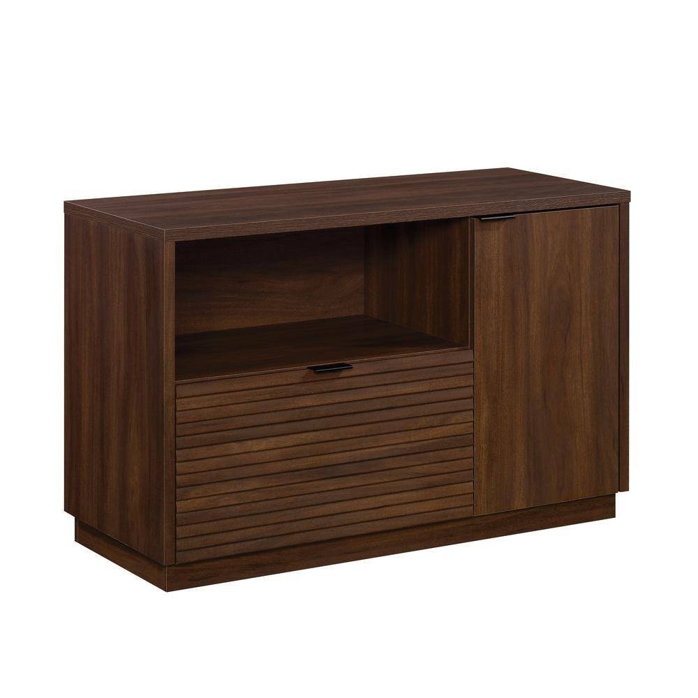 WORKSENSE Palo Alto 46.378 in. Spiced Mahogany Computer Desk Credenza with File Storage 427825