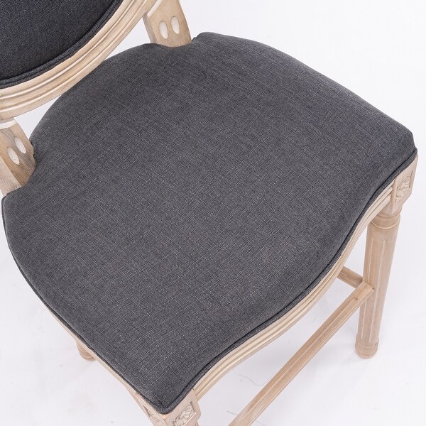 2Pcs Linen Upholstered Barstools with Wooden Legs and Backrest