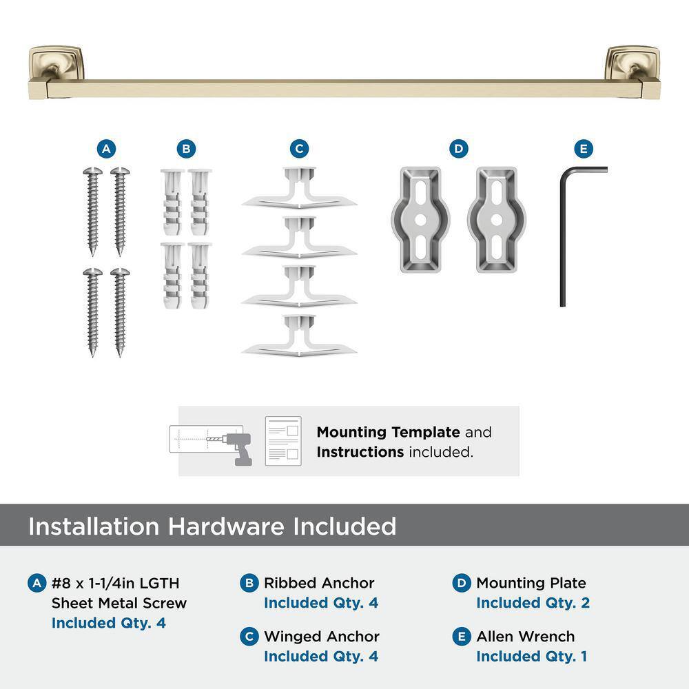 Amerock Stature 24 in. (610 mm) L Towel Bar in Golden Champagne BH36094BBZ