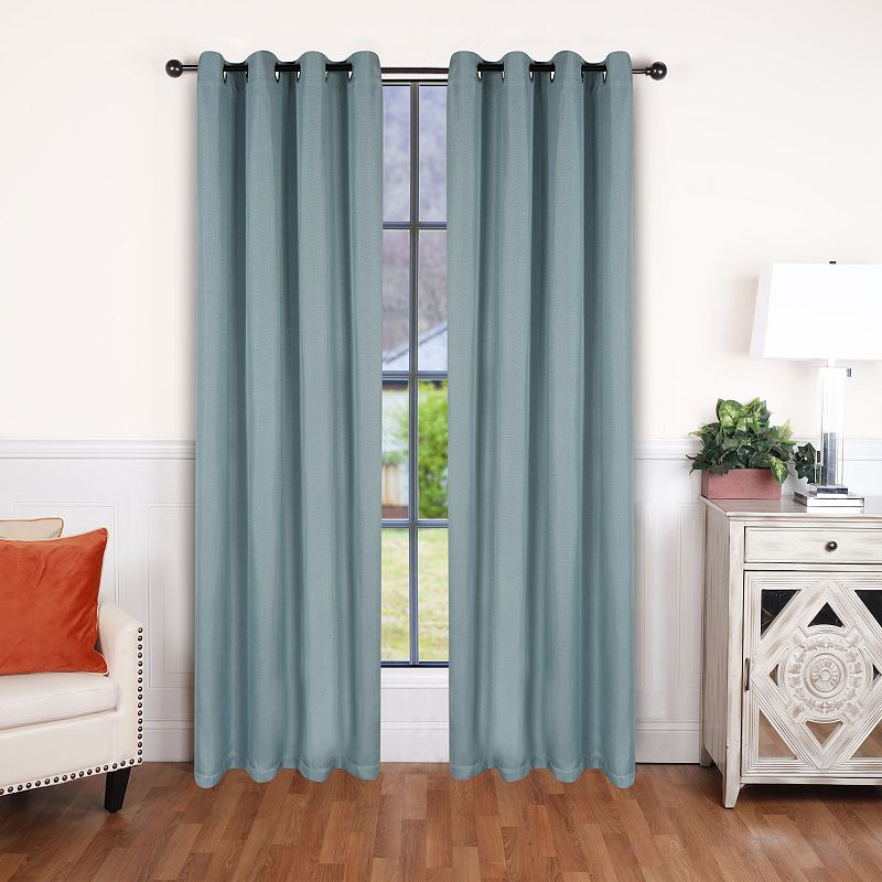 SUPERIOR Faux Linen Insulated Thermal Blackout Set of 2 Window Curtain Panels