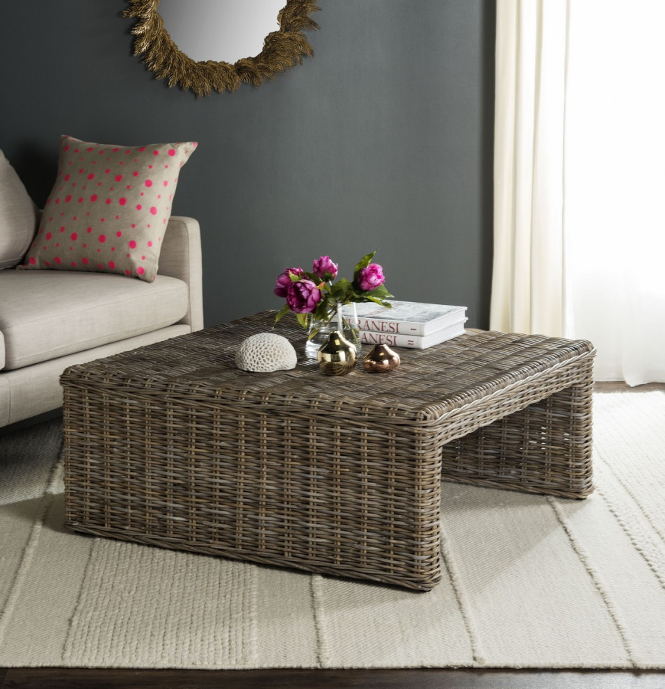 Sercy Wicker Coffee Table Natural   Modern   Coffee Tables   by Virgil Stanis Design  Houzz