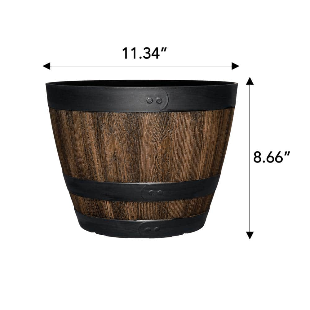 CHG CLASSIC HOME  GARDEN 11.33 in. Dia x 8.51 in. H Kentucky Walnut Plastic Wine Barrel HD1124-037R