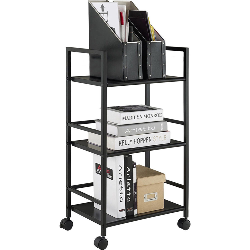 UBesGoo Heavy Duty 3-Tier Rolling Adjustable Cart Organization Bedroom Bath Cart Black