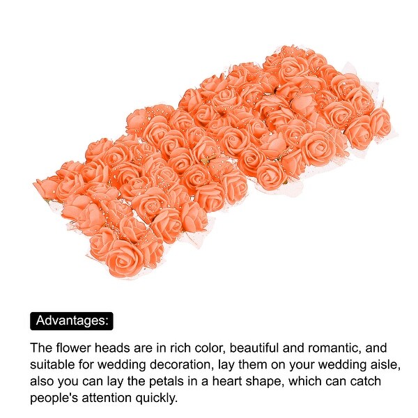 Artificial Rose Flower Heads，Orange Mini Faux Flowers 0.8 Inch1 Inch 144Pcs