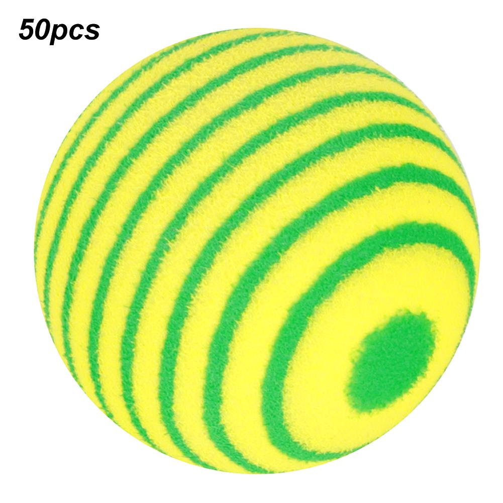 50pcs Eva Lightweight Wear Resistant Indoor Practice Stripe Golf Foam Ball Colorful Pet Cat Entertainment Toy Ballsyellow Green/2 Colours Stripe Ball