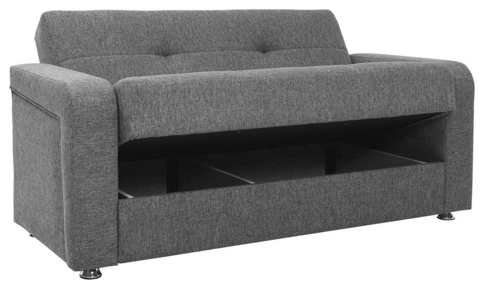 Modern Sleeper Sofa  Buttonless Tufted Back   Contemporary   Sleeper Sofas   by Decorn  Houzz