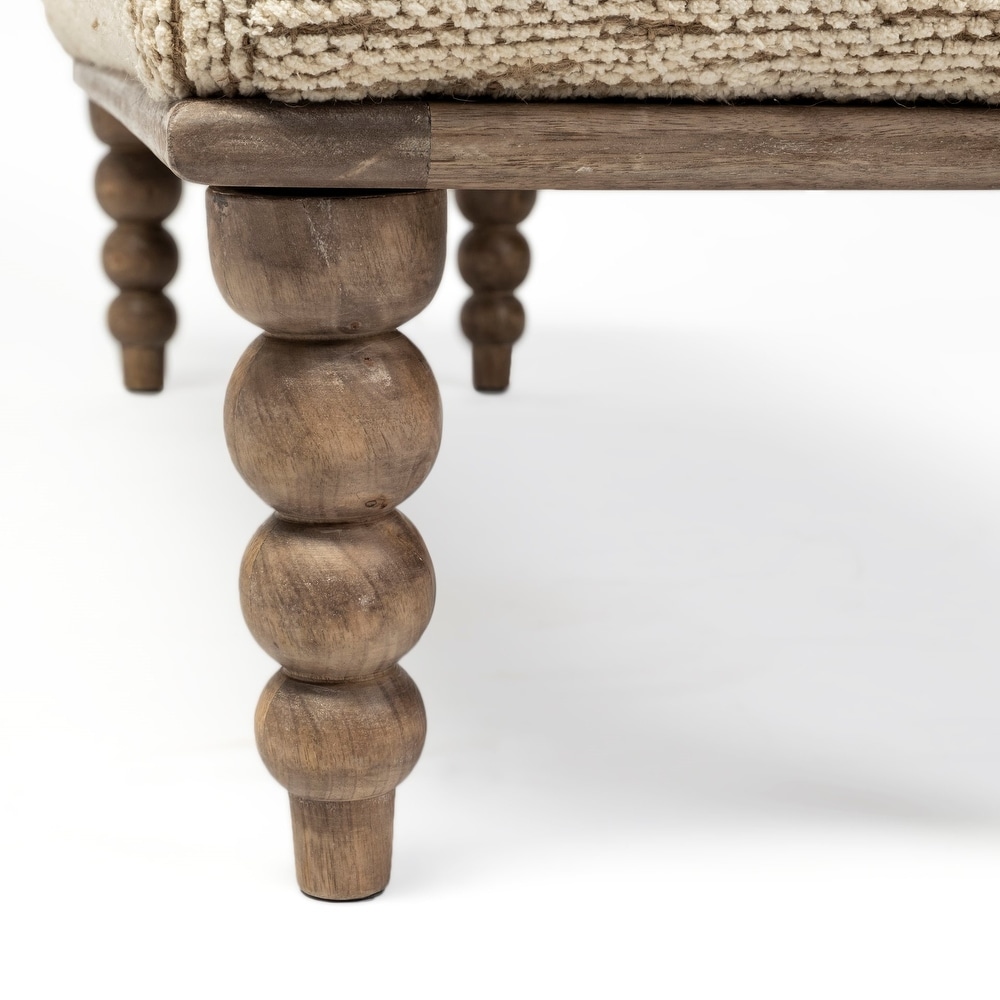 Alder II Cream Upholstered Seat w/ Wood Base Accent Bench   55\