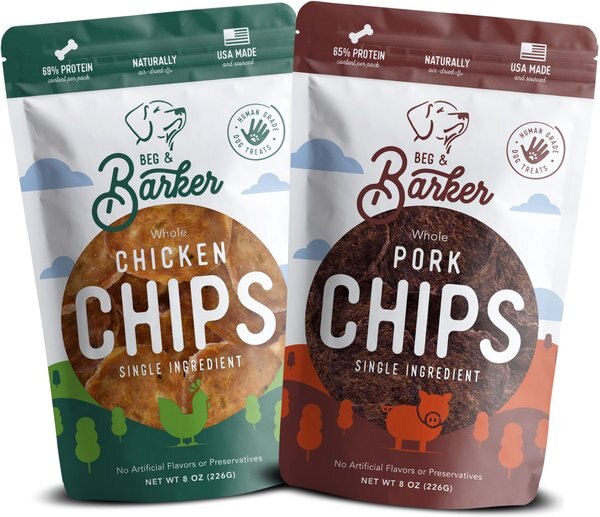 Beg and Barker Hog 'n Hen Combo Whole Chicken and Pork Chips Natural Single Ingredient Dog Treats