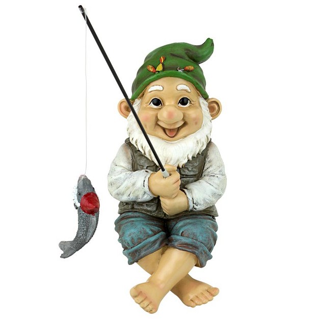 Design Toscano Ziggy The Fishing Gnome Garden Sitter Statue Multicolored