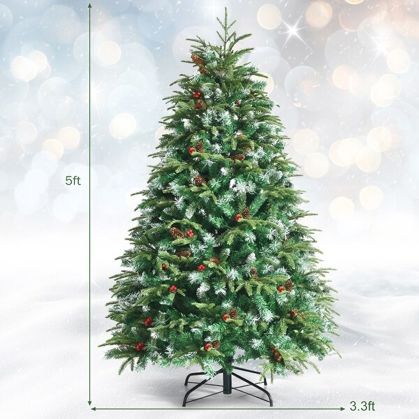 Gymax 5/6/7/9 FT PreLit Artificial Christmas Tree Hinged Xmas Tree w/