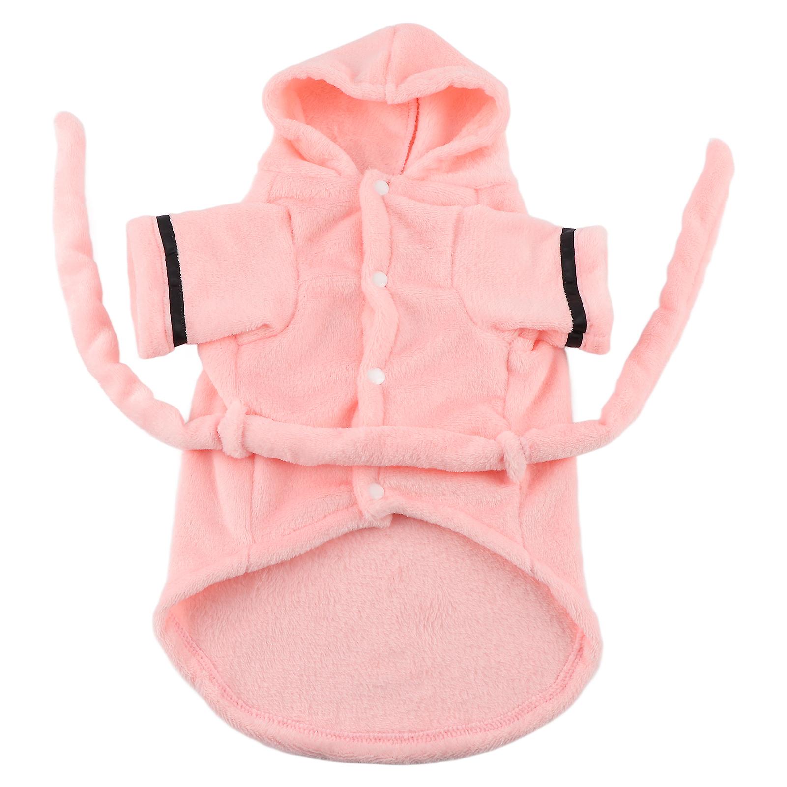 Pet Bathrobe Plush Warm Absorbent Puppy Hooded Pajama With Waistband For Small Dogs Catsxl