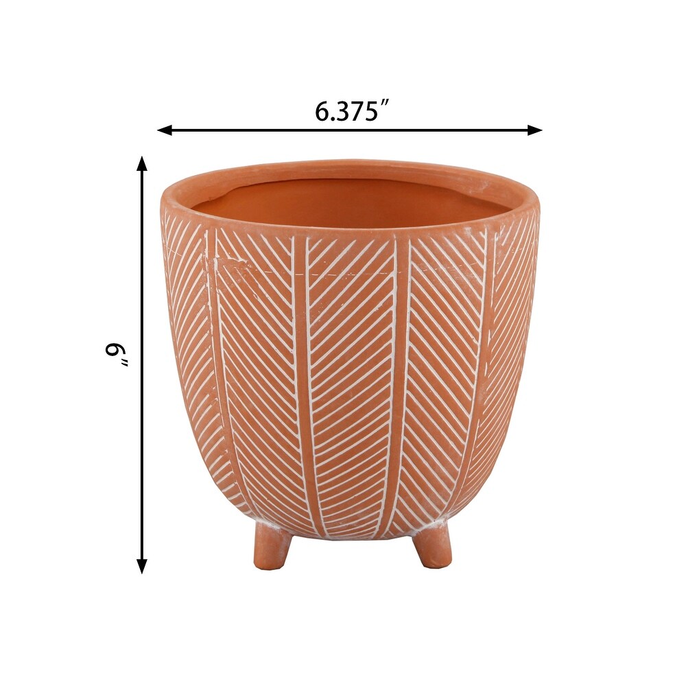 Chevron Ceramic Footed Pot