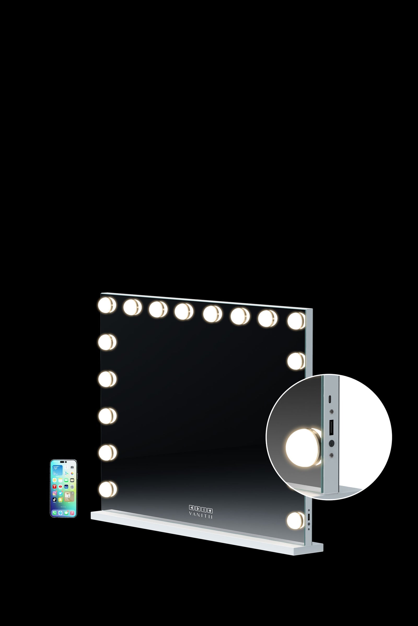 Crystal Hollywood Vanity Mirror with Bluetooth-Hollywood led strip Music Mirror  VNT-8058-CrystalBT