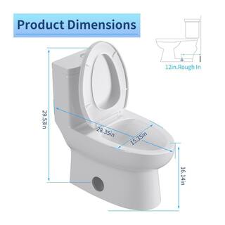 UPIKER Modern 12 in. Rough-In 1-piece 1.27 GPF Dual Flush Elongated Toilet in White Seat Included UP2210TOW12A003