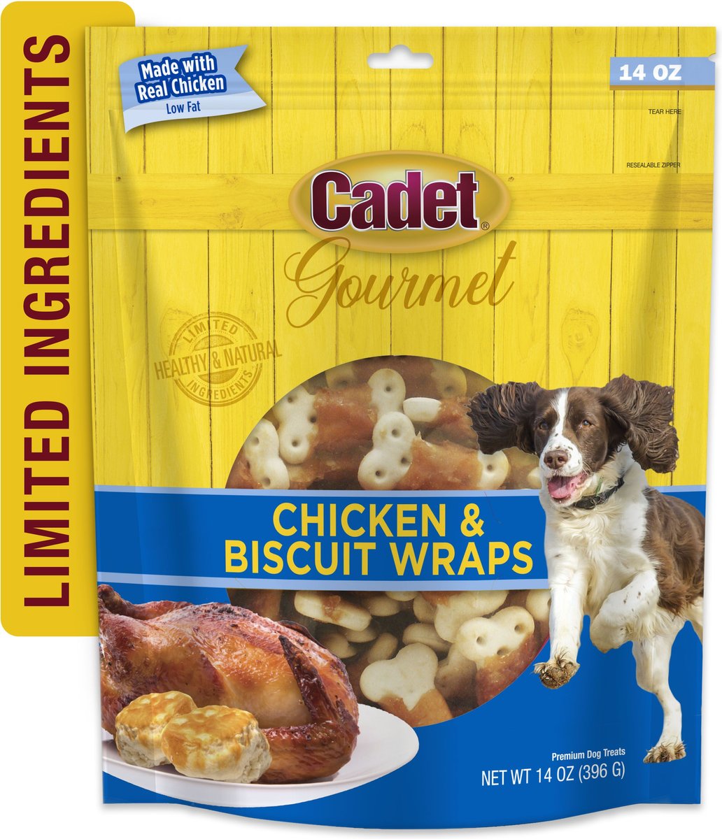 Cadet Gourmet Chicken Wrapped Biscuit Dog Treats， 14-oz bag