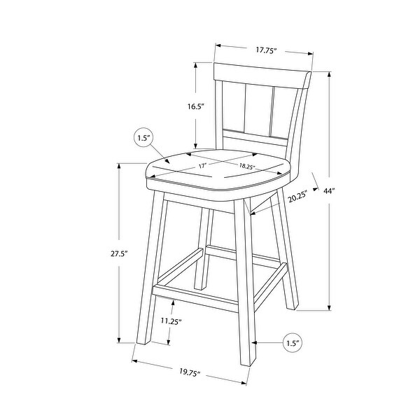 Bar Stool， Set Of 2， Swivel， Bar Height， Wood， Pu Leather Look， Transitional - 19.75