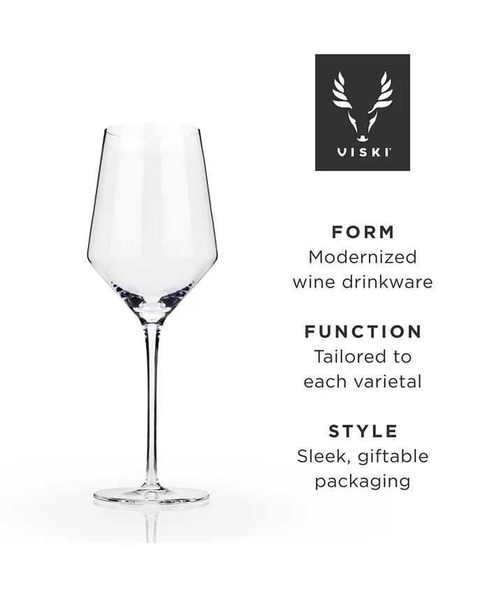 Viski Raye Angled Crystal Chardonnay Wine Glasses Set of 2 13 Oz