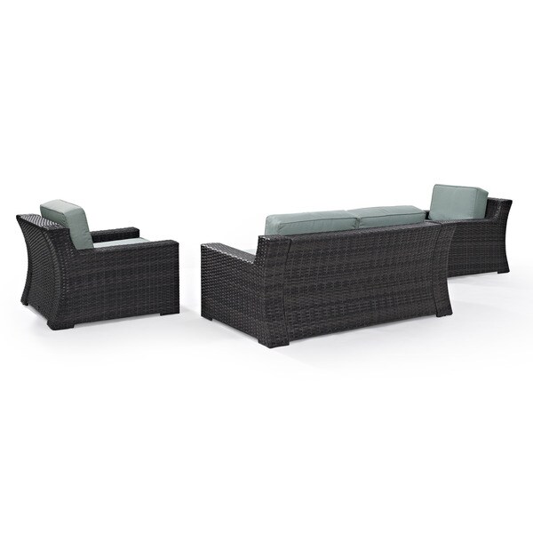 Beaufort Wicker Outdoor 3piece Outdoor Seating Set with Mist Cushions