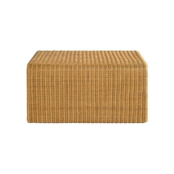 Square Rattan Coffee Table with Rounded Waterfall Edges in Natural