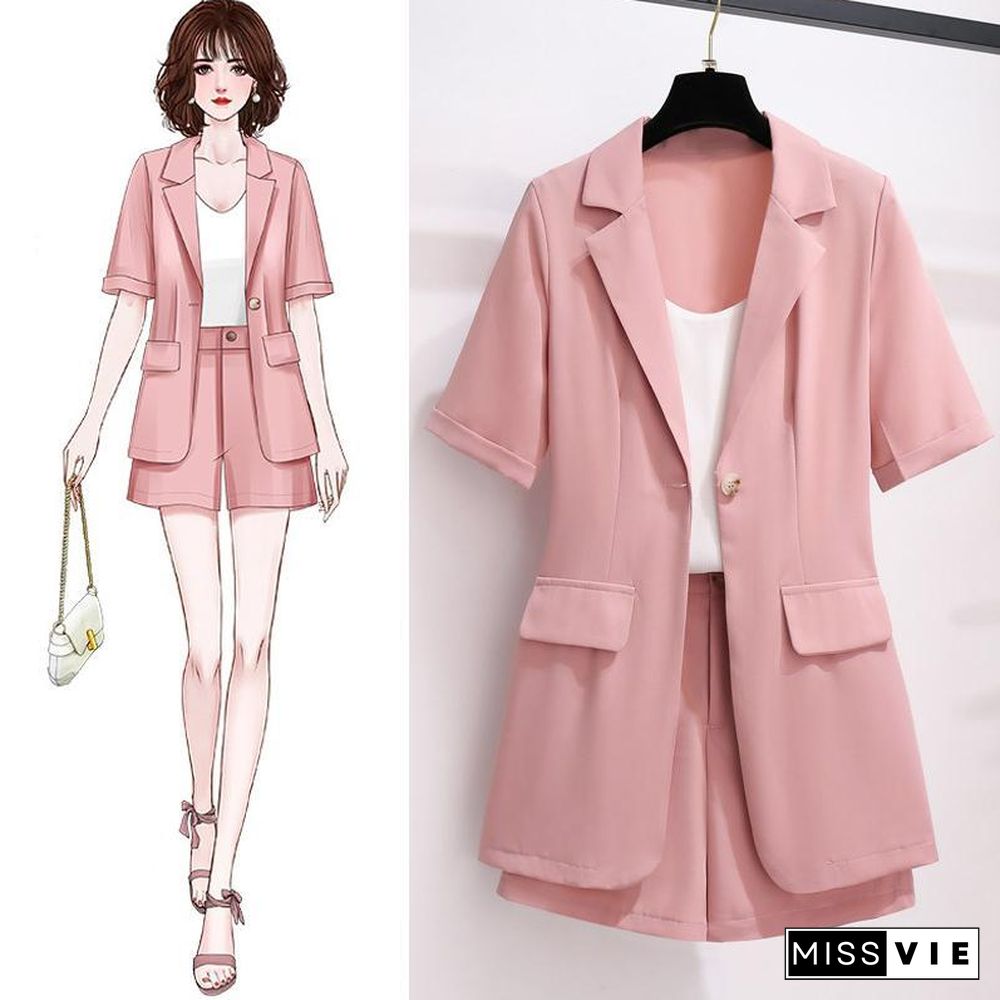 Fashion V-Collar Blazer Two-Piece Set P10002