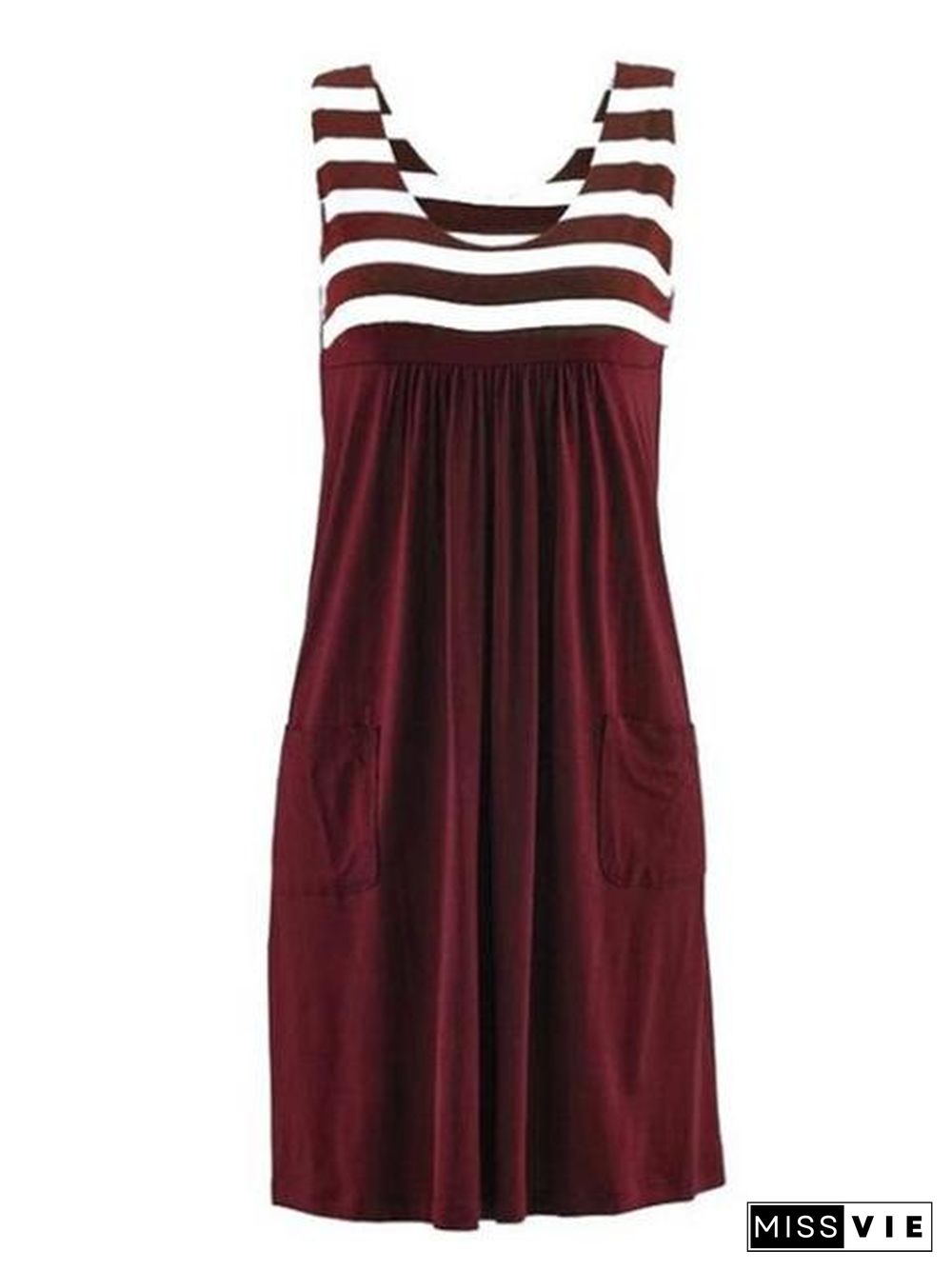 Fashion striped dress large size summer dress  loose simple sleeveless dress women's clothing